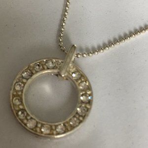 Brushed silver necklace with rhinestones